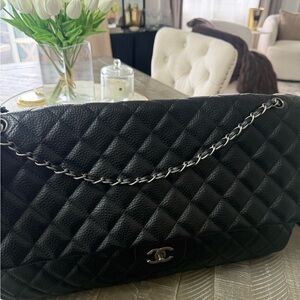 Chanel Black Quilted Leather Bag 46 Xl